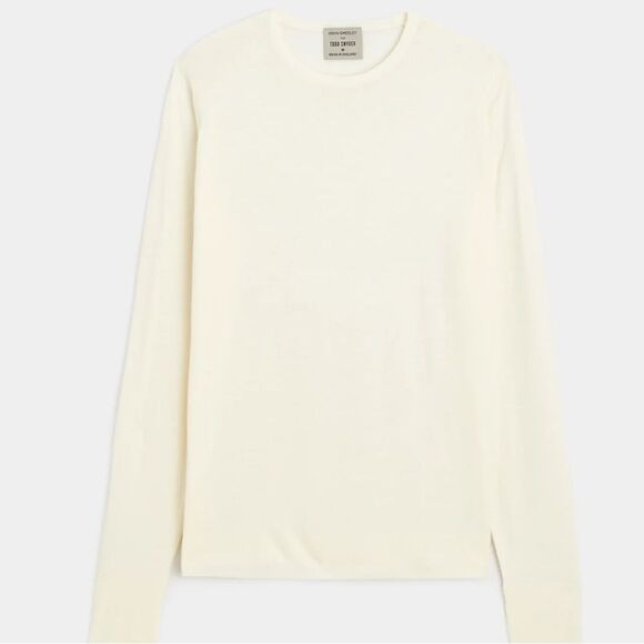 TODD SNYDER X JOHN SMEDLEY LONG SLEEVE CREW IN SNOW WHITE - Picture 1 of 8